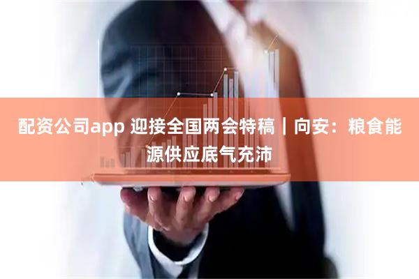 配资公司app 迎接全国两会特稿｜向安：粮食能源供应底气充沛